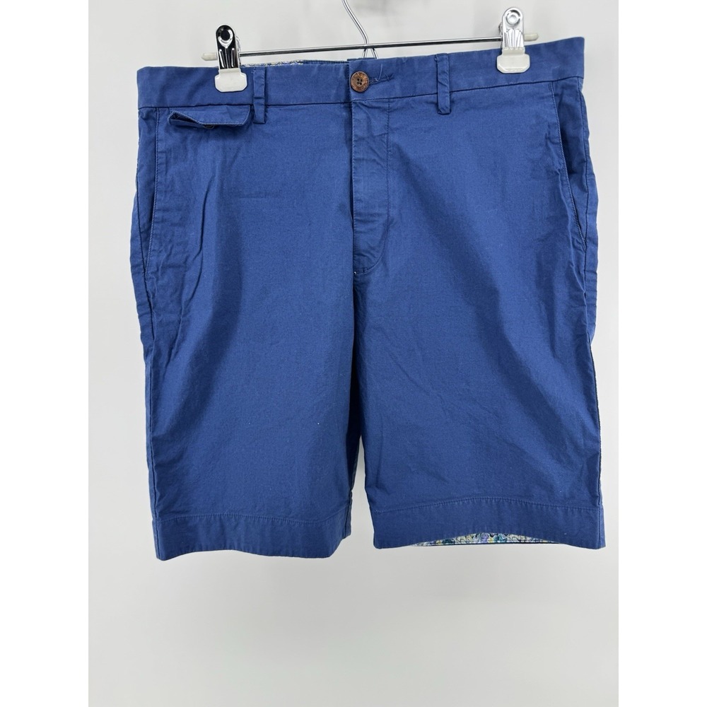 Robert Graham Blue Chino Cotton Blend 9" Inseam Shorts Mens 34